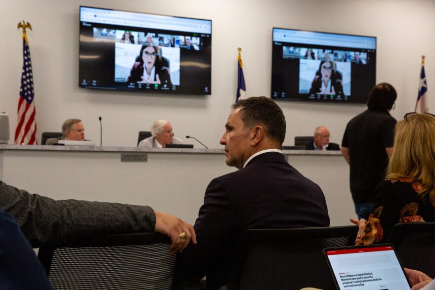 Corpus Christi City Manager Peter Zanoni at a hearing over challenges to permits for the city's emergency groundwater project.