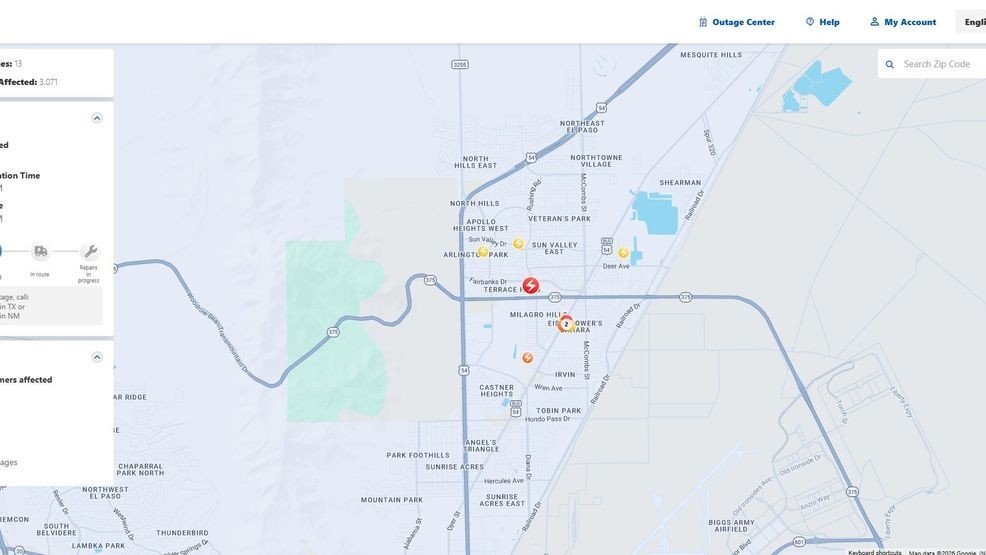 Outage map. Credit: EP Electric