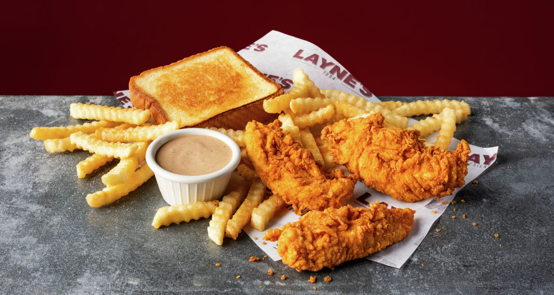 Three-finger meal at Layne's Chicken Fingers.
