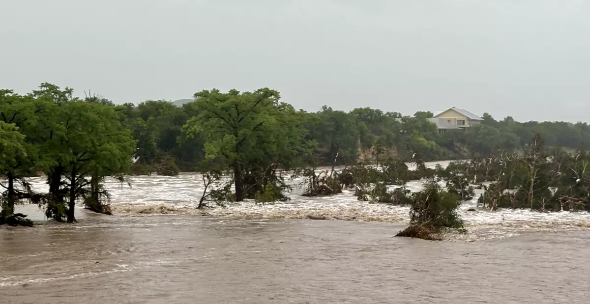 The floodwaters on Friday, July 4, 2025.