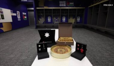 Jordan leaves a tray of baklava and a heartfelt note for Dallas Stadium staff