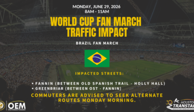 Brazil fan walk to Houston Stadium begins at Smith Lands South Parking Lot