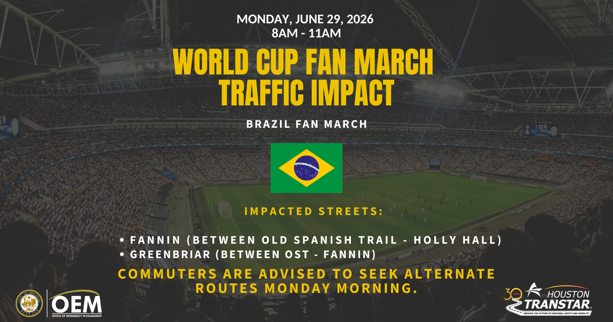 Brazil fan walk to Houston Stadium begins at Smith Lands South Parking Lot