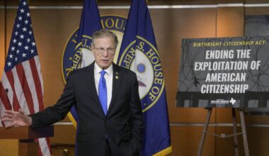 Rep. Brian Babin, R-Texas, speaks on the Birthright Citizenship Act at the Capitol, Thursday, Jan. 23, 2025, in Washington. (AP Photo/Rod Lamkey, Jr.)