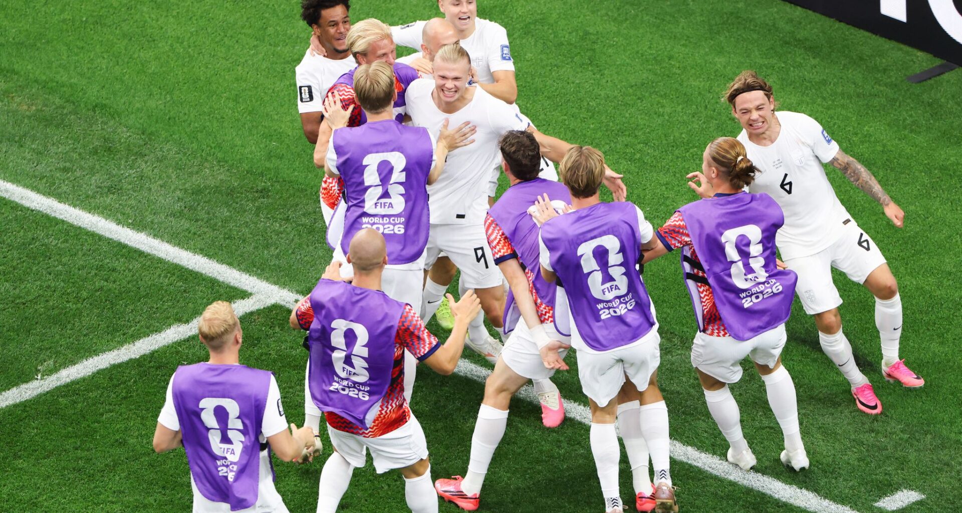 Norway soccer fans celebrate their teams win over Ivory Coast in a World Cup Round of 32 match at Dallas Stadium in Arlington, June 30, 2026.