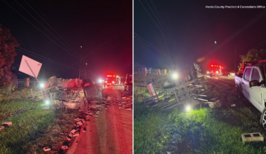 Lost load: Mueschke Road reopened south of FM 2920 after 18-wheeler crash left cinder blocks scattered on roadway: HCSO