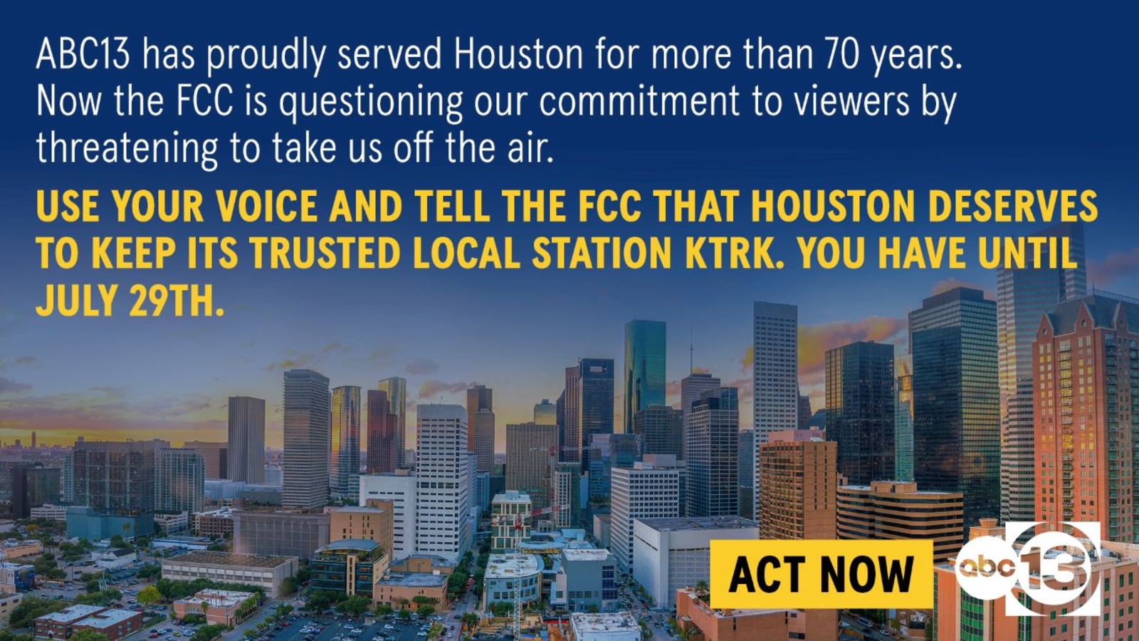 Tell the FCC to Keep KTRK-TV on the Air!