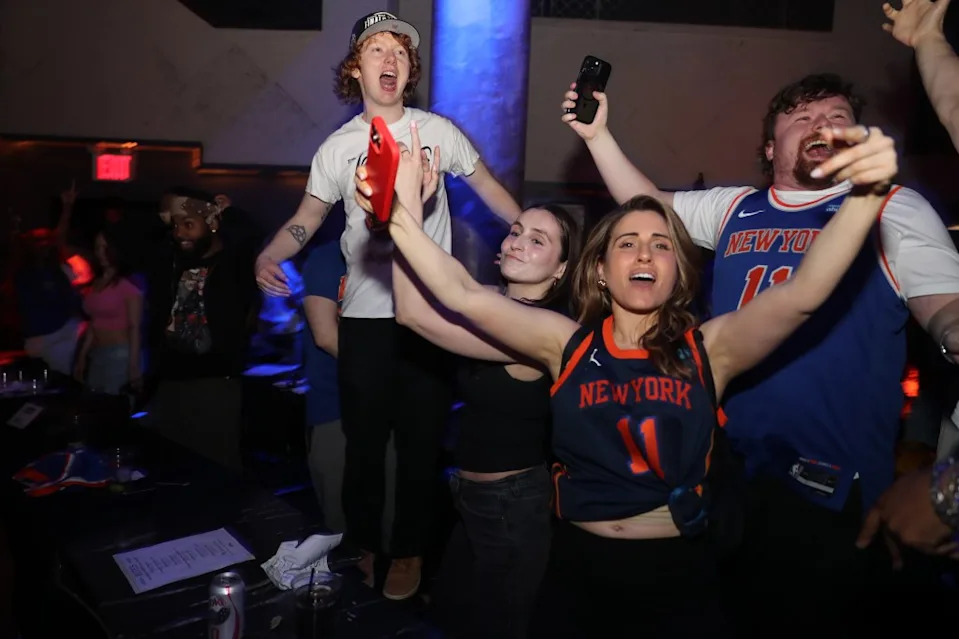 Knicks fans had some tense moments during a Game 4 watch party at SOB’s in the West Village. William C Lopez/NY Post