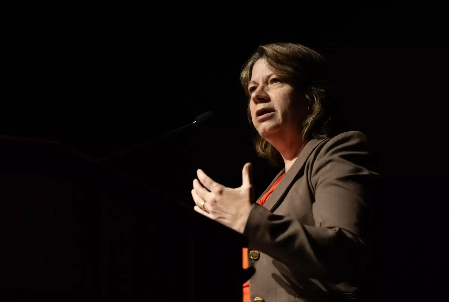 Debbie Hiott, KUT general manager, speaks during the opening night of the KUT Festival on May 1.
