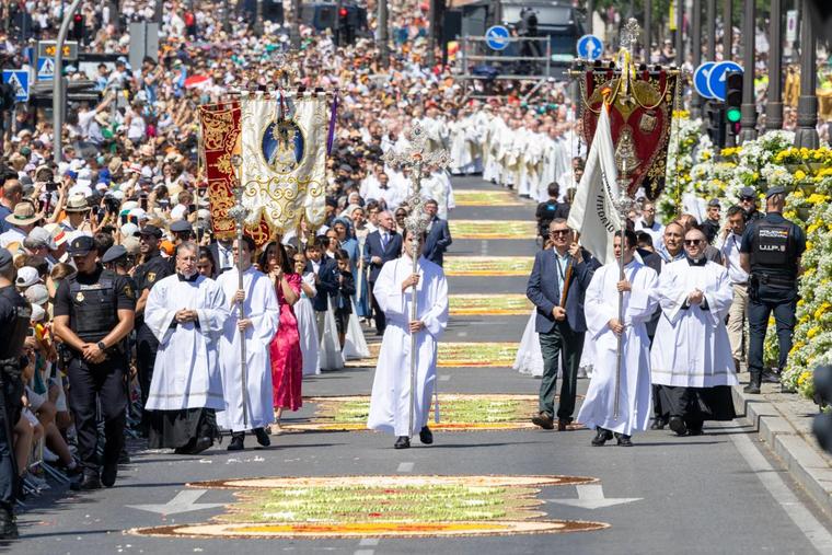 Over a million people took part in the Corpus Christi procession with Pope Leo XIV in Madrid on June 7, 2026.