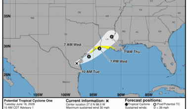 Potential Tropical Cyclone One Brings Heavy Rain and Flood Risk to Southeast Texas