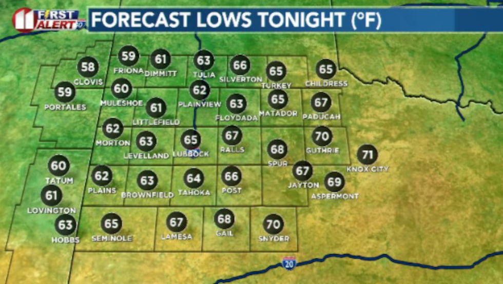 Cool for some, mild for most in the 60s mostly. Humid and sticky as well