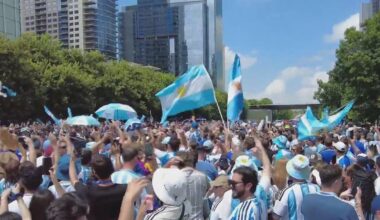 Argentina fans party at Klyde Warren Park