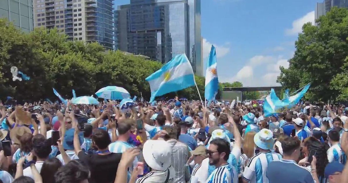 Argentina fans party at Klyde Warren Park