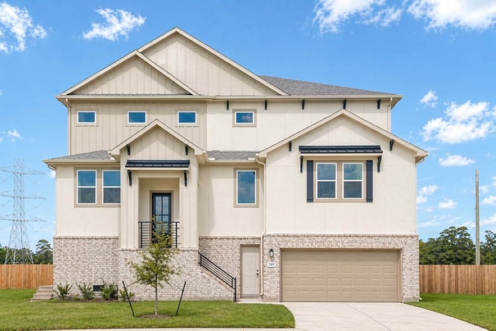 Townsen Landing homes are uniquely designed to be flood-resistant as the first floor of each house is a “Texas basement”—a garage or storage space that is designed to hold water in case of flooding—with livable space beginning on the second floor. (Rendering courtesy Saratoga Homes)