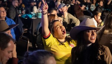 Fan celebrating World Cup draw