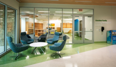 The new library at Children's Medical Center in Plano has a variety of seating for different ages. (Courtesy Children's Health)