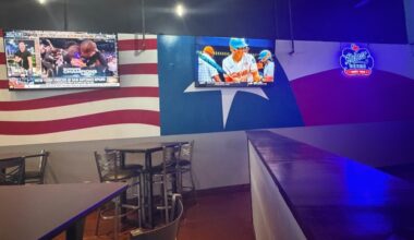 bar with televisions