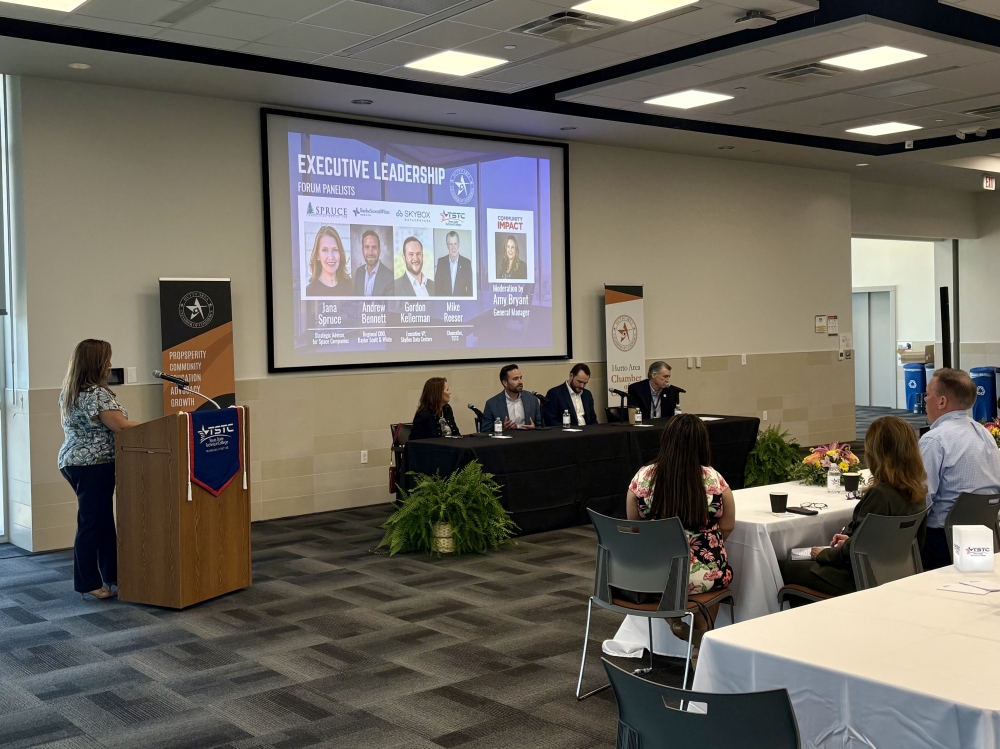 Panelists at the Hutto Area Chamber of Commerce Executive Leadership Forum were (left to right) Jana Spruce, Andrew Bennett, Gordon Kellerman and Mike Reeser. (Jillian Nachtigal/Community Impact)