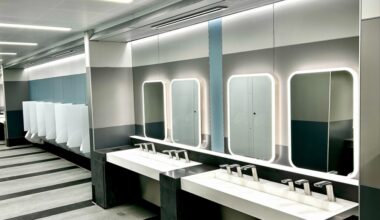 Some remodeled bathrooms at William P. Hobby Airport are now open. The updates, which are being made at both Hobby and George Bush Intercontinental Airport, include new lighting, upgraded fixtures and larger stalls. (Courtesy Houston Airports)