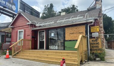 Owners Pilar and Kent Odland expect Interpretive Coffee, located at 1608 W. 35th St. in Austin, to open this September. (Jessica McLaren/Community Impact)