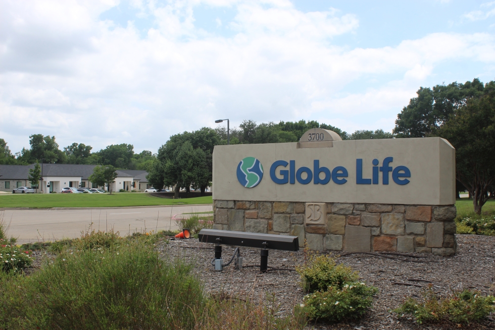 Image of GLobe Life sign at the former campus location.