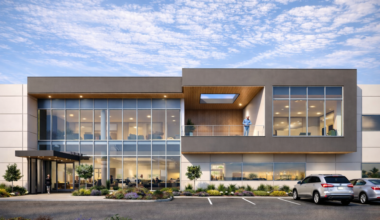 a rendering of an office space