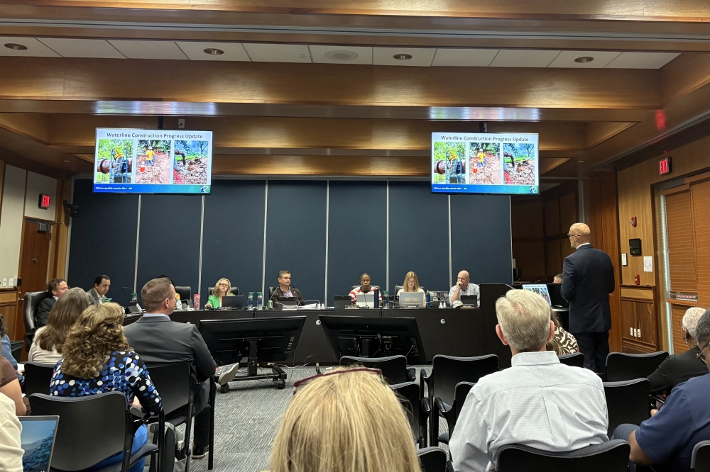 Public Utility and Engineering Director Matt Rector provided updates on the waterline at the June 9 Pflugerville City Council meeting. (Jillian Nachtigal/Community Impact)
