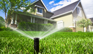 sprinkler running in lawn