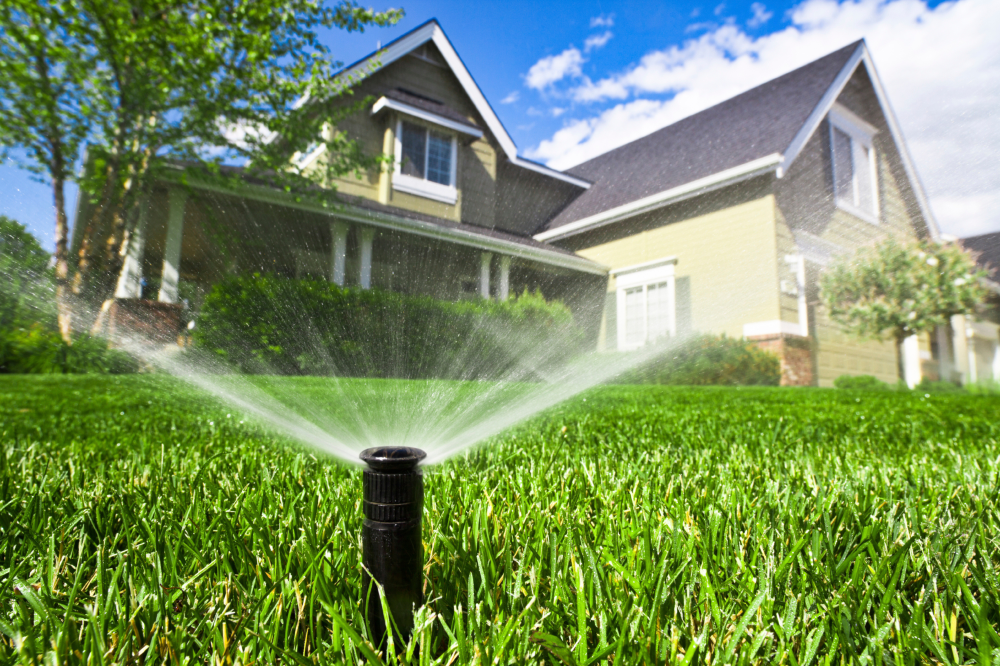sprinkler running in lawn
