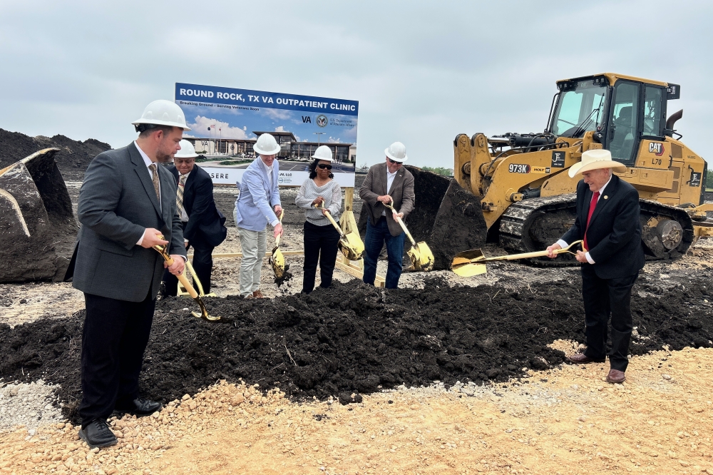 Officials and Veterans Affairs representatives broke ground on the $44.5 million facility June 18. (Brooke Sjoberg/Community Impact)