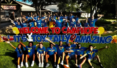 Children participating in outdoor activities at Camp Hope, a Houston summer camp supporting youth affected by HIV with friendship, connection and community.