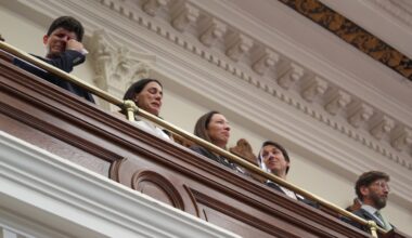 Family members of the victims of the July 4 flooding at Camp Mystic shed tears as Texas House lawmakers prepare to vote on legislation to increase flood safety at youth camps Aug. 21, 2025. (Community Impact staff)