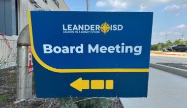 Leander ISD board meeting sign