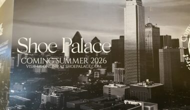 Signage blocks the Shoe Palace suite inside Grapevine Mills, which is currently undergoing interior renovations.