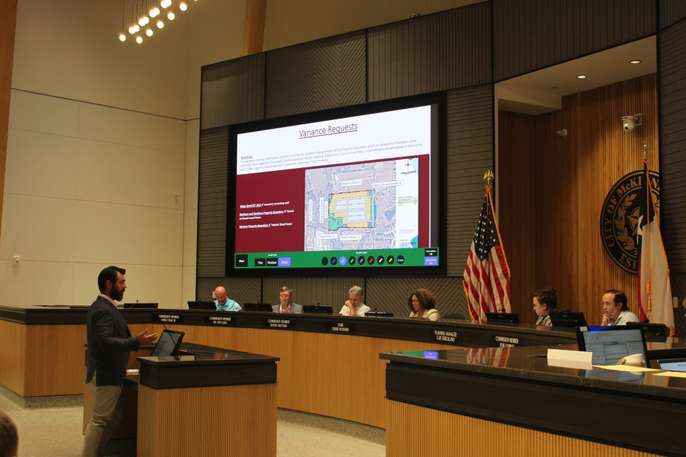 John Arnold, development partner with Skorburg Company, speaks during a McKinney Planning and Zoning Commission meeting.