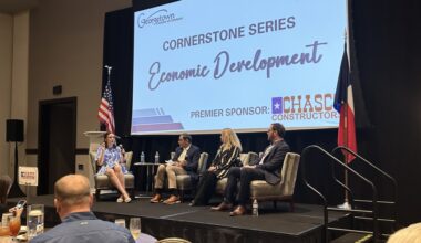 The Georgetown Chamber of Commerce Cornerstone Luncheon on June 25 featured keynote speakers to discuss local economic development. (Gracie Warhurst/Community Impact)
