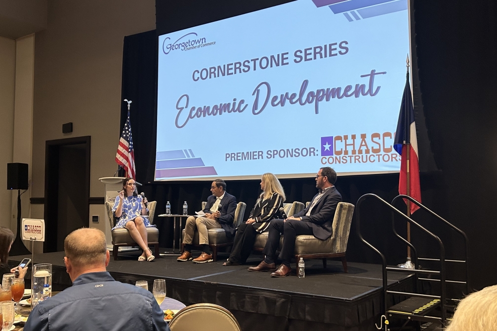 The Georgetown Chamber of Commerce Cornerstone Luncheon on June 25 featured keynote speakers to discuss local economic development. (Gracie Warhurst/Community Impact)