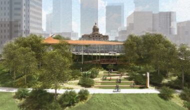 Remembrance Park will include groves and public spaces for community events. The park is set to be completed in 2029. (Rendering courtesy Hood Design Studio, AMMA Projects, MASS Design Group)