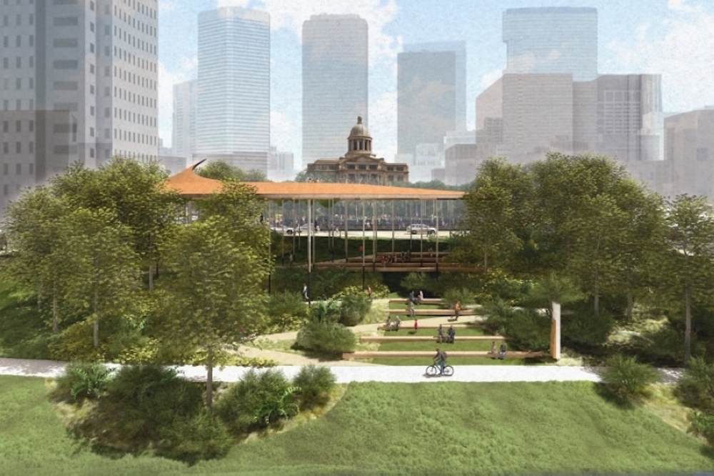Remembrance Park will include groves and public spaces for community events. The park is set to be completed in 2029. (Rendering courtesy Hood Design Studio, AMMA Projects, MASS Design Group)