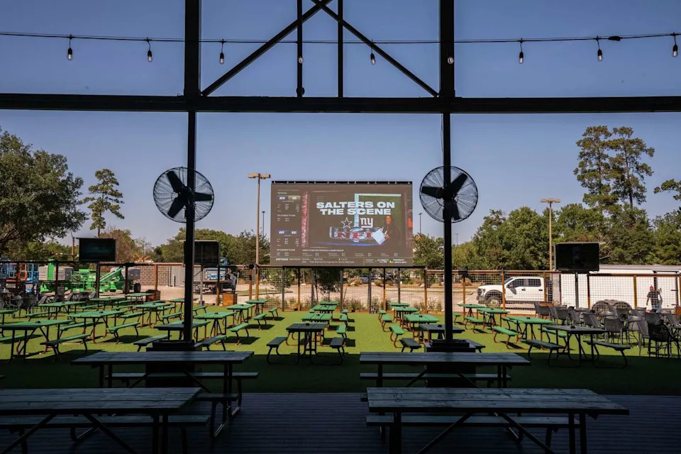 The Woodlands location of Kirby Ice House boasts a 300-foot jumbo screen on the patio. (Michael Anthony)