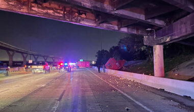 Several eastbound lanes of Katy Freeway closed after 18-wheeler strikes Houston Avenue bridge