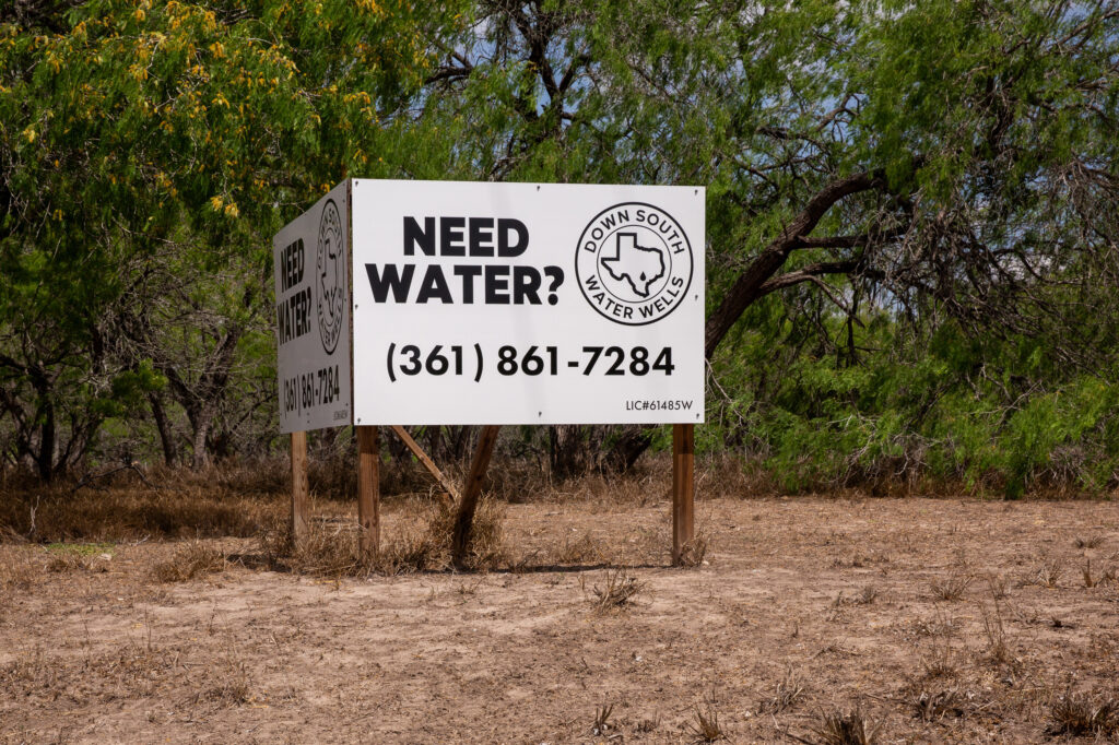 A sign in Nueces County on March 30. Credit: Dylan Baddour/Inside Climate News