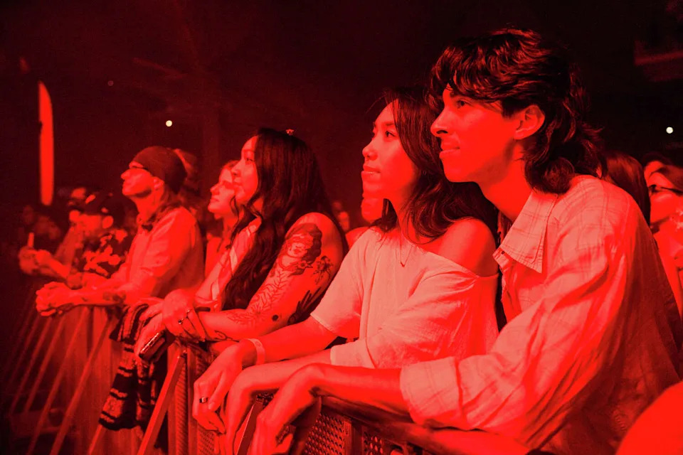 Fans enjoy Khruangbin as they perform at Cynthia Woods Mitchell Pavilion on Saturday, April 12, 2025 in Houston. (Houston Chronicle/Hearst Newspap/Houston Chronicle via Getty Imag)