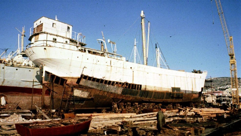 ELISSA in Greek shipyard. Photo courtesy: galvestonhistory.org