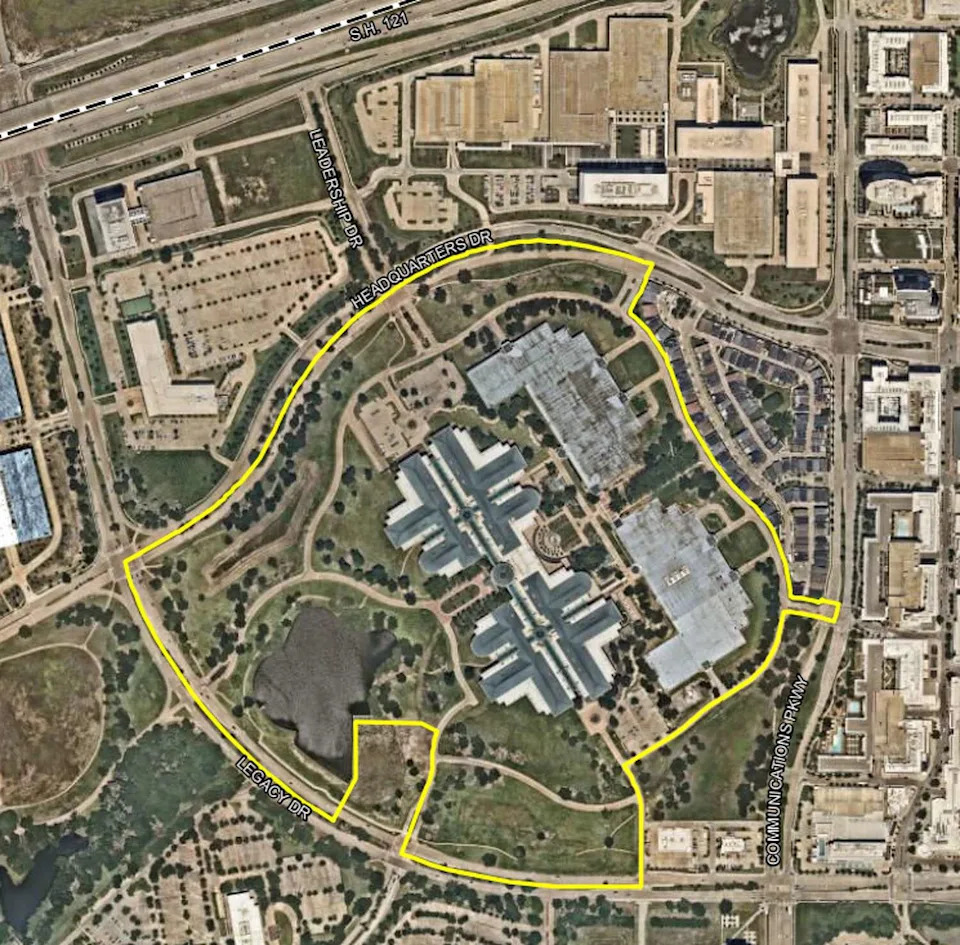 A site map of the former JCPenney campus in Plano, Texas. The company is still headquartered onsite in a smaller office space. (City of Plano)