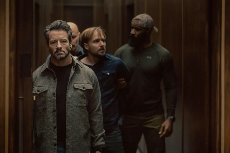 L-R: Ian Bohen as Grady, Sandi Todorovic as Alex, LaMonica Garrett as Tucker, in “Lioness,” episode 5, season 3, streaming on Paramount+, 2026.