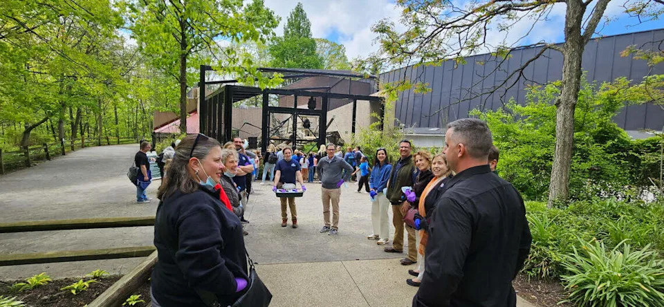 The Fort Worth Zoo staff and medical professionals who cared for Jameela, a western lowland gorilla born by Cesarean section, paid a surprise visit to the now 2-year-old primate at the Cleveland Metroparks Zoo on May 13.