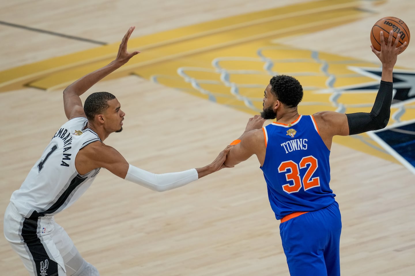 Spurs forward Victor Wembanyama will attempt to help San Antonio climb back into the best-of-seven NBA Finals after dropping the first two games at home against Karl-Anthony Towns and the Knicks.