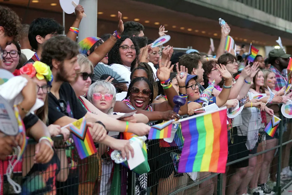 People flock to the streets to celebrate the 2025 Pride Parade in Houston, Saturday, June 28, 2025. (Ashleigh Lucas/Houston Chronicle)